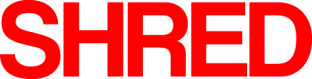 SHRED STICKERS - SHRED BOLD RED 7"x2" single