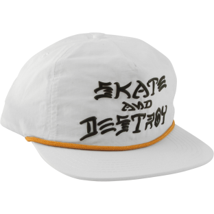 THRASHER SKATE & DESTROY PUFF INK HAT ADJ-WHITE/BK