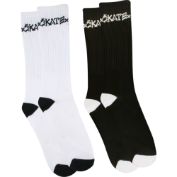 THRASHER SKATE & DESTROY SOCKS WHT/BLK 2pr bundle
