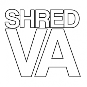 SHRED STICKERS - SHRED VA WHT 5"x4" single